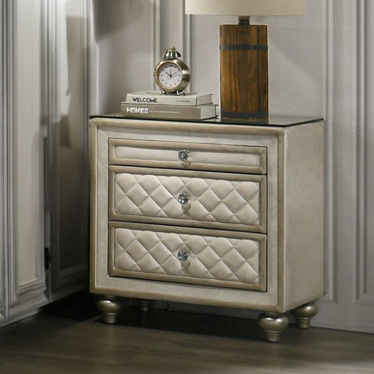 Lucienne - Nightstand - Beige Velvet