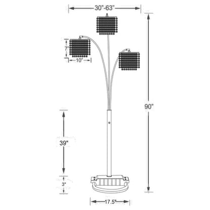 Miriam - Hanging Crystal Arc Floor Lamp - Chrome