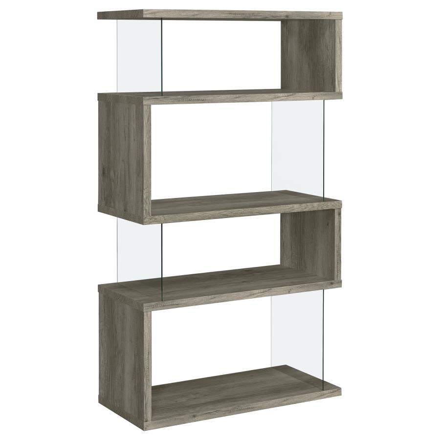 Emelle - 4-Shelf Glass Panel Bookshelf