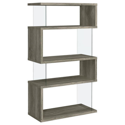 Emelle - 4-Shelf Glass Panel Bookshelf