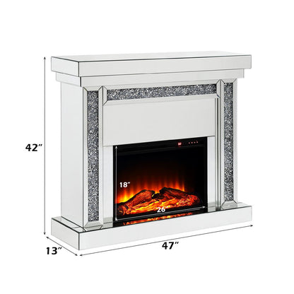 Noralie - 42" Fireplace - Mirrored & Faux Diamonds