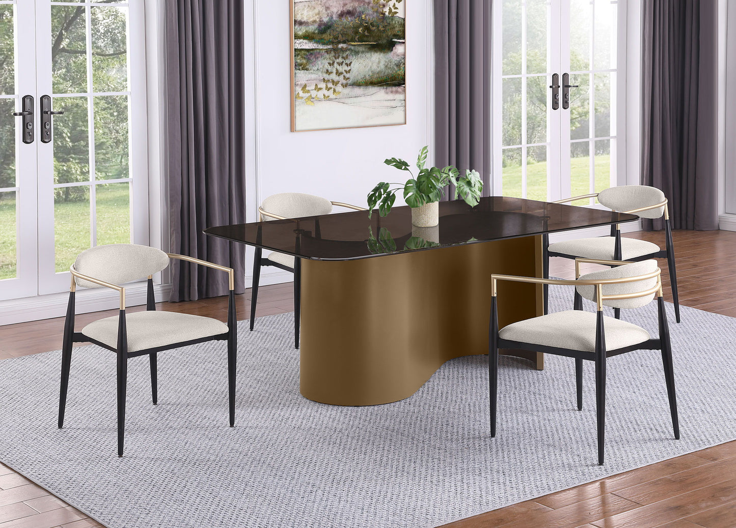 Edson - Rectangular Glass Top Dining Table - Bronze