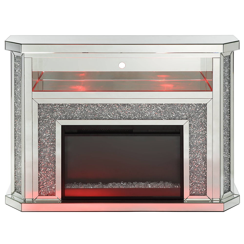 Noralie - 51" Fireplace With LED - Mirrored & Faux Diamonds