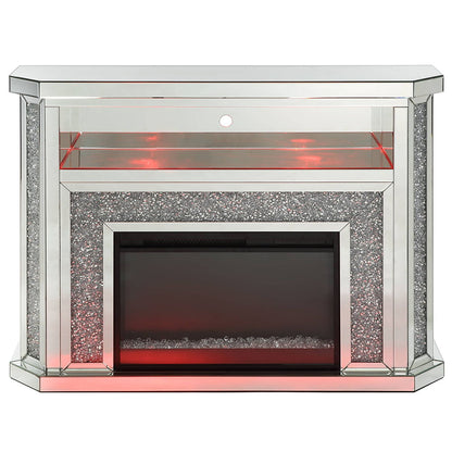 Noralie - 51" Fireplace With LED - Mirrored & Faux Diamonds
