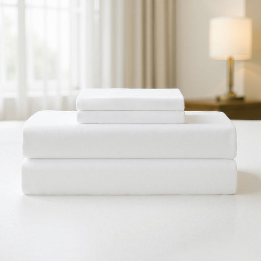 Plain Weave - Queen Essential Microfiber Sheet Set - Bright White