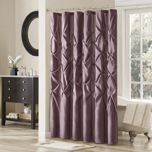 Laurel - Tufted Semi-Sheer Shower Curtain - Plum