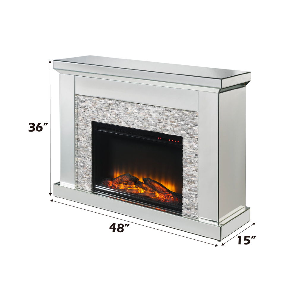 Laksha - Fireplace - Mirrored & Stone