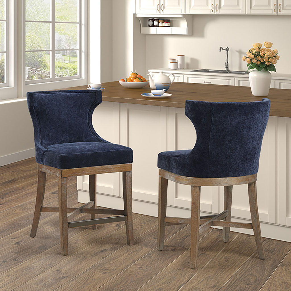 Carson - Counter Stool With Swivel Seat - Navy