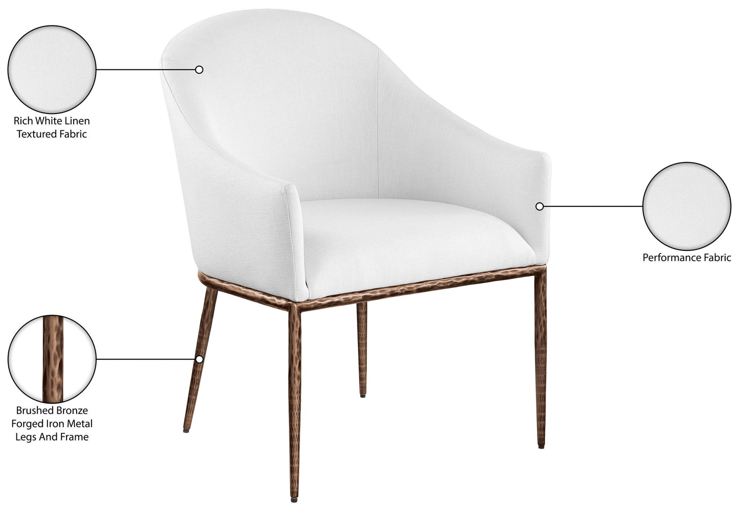 Ferro - Upholstered Dining Arm Chair With Brushed Bronze Legs