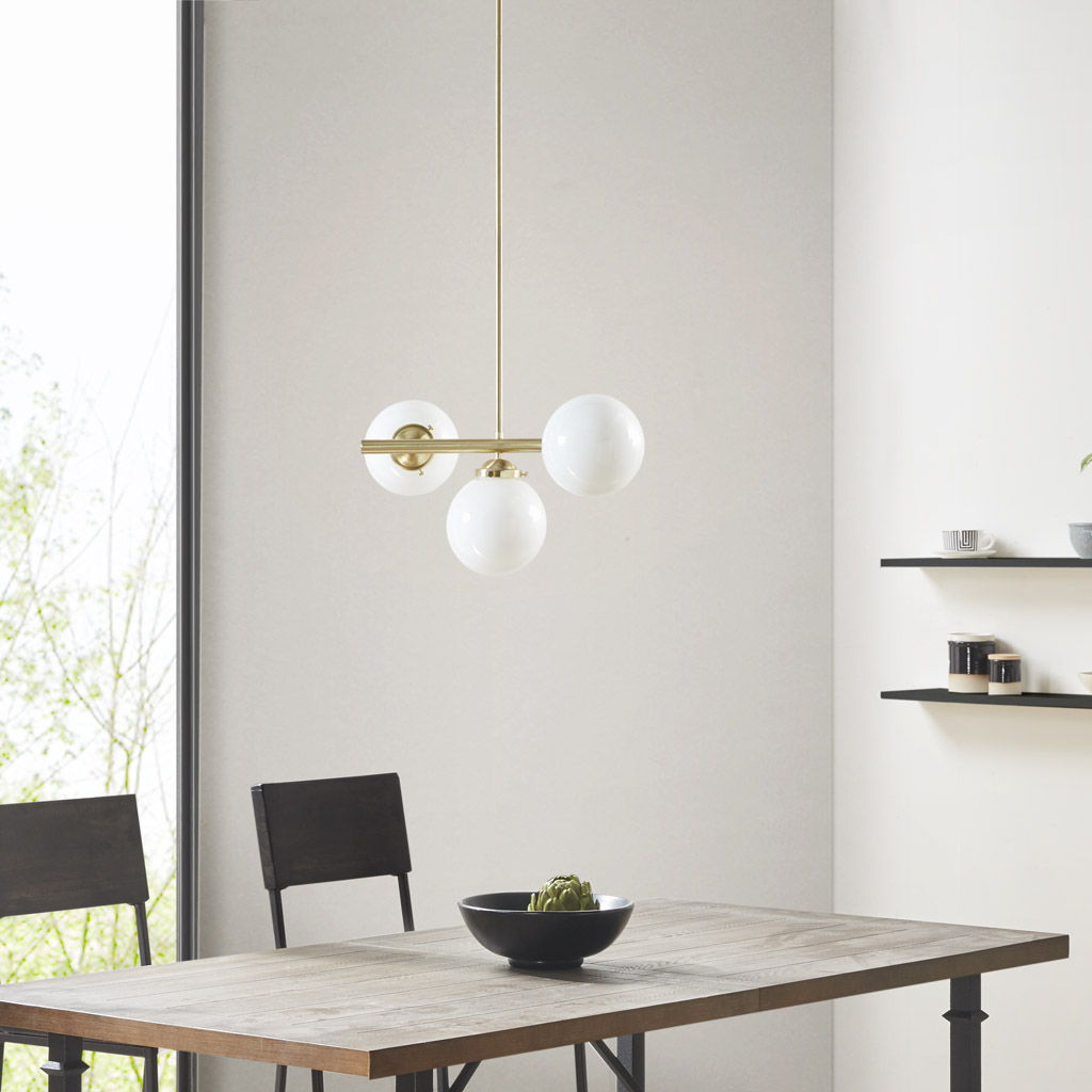 Aurelia - 3-Light Chandelier With Frosted Glass Globe Bulbs - Gold