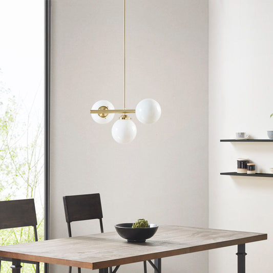 Aurelia - 3-Light Chandelier With Frosted Glass Globe Bulbs - Gold