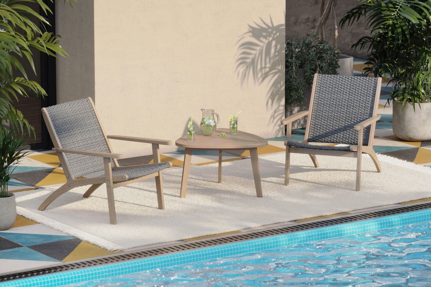 Radius - 3 Piece Outdoor (2 Chairs & End Table) - Gray