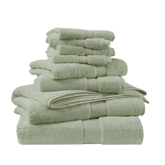 800GSM - 8 Piece Antimicrobial Towel Set - Sage Green