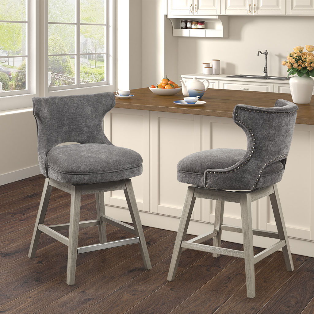 Emmett - 25.75" Swivel Counter Stool - Charcoal