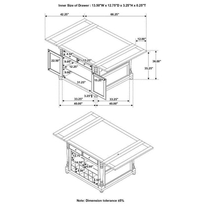 Slater - 2-Drawer Kitchen Island With Drop Leaves