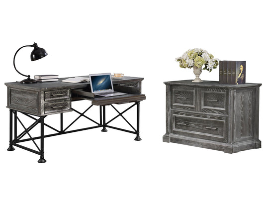 Gramercy Park - Writing Desk With Lateral File - Vintage Burnished Smoke