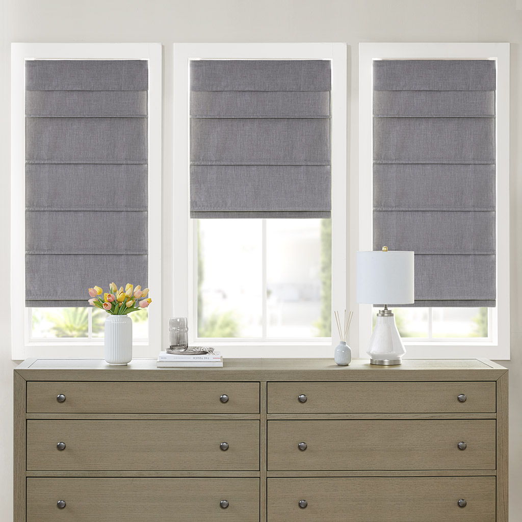 Otis - Faux Linen Cordless Blackout Roman Shade (33"x 64") - Grey