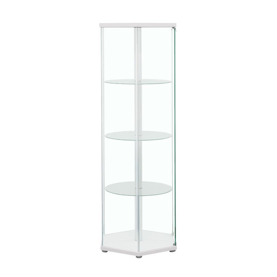 Zahavah - 4-Shelf Hexagonal Clear Glass Curio Cabinet