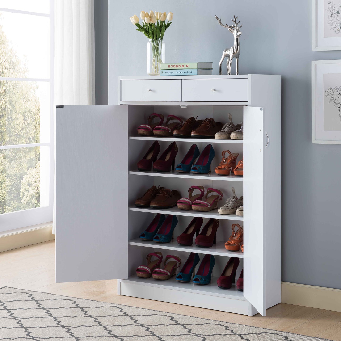 Shoe Storage Cabinet With Fives Shelves